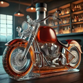 Motorcycle Shaped Glass Whiskey Decanter with Detailed Molding and Spoked Wheels - Image 1