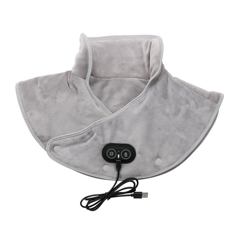 Neck Heating Pad with Vibration Massage and Shoulder Support Electric USB Plush Wrap - Image 1