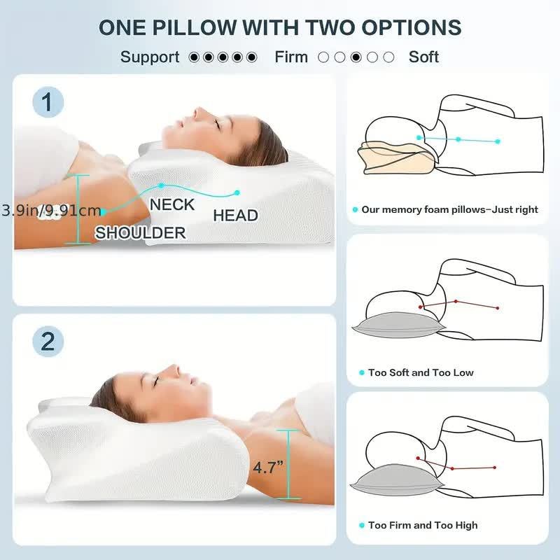 Neck Support Pillow with Ergonomic Cervical Memory Foam and Butterfly Contour Design - Image 9