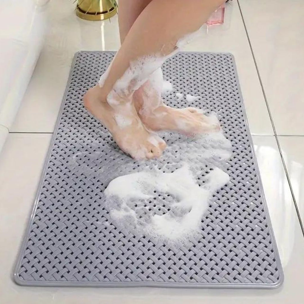 Non-Slip Bath Mat with Suction Cups and Basketweave Drainage Design - Image 4