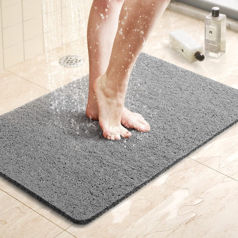 Non-Slip Loofah Bathroom Shower Mat with Textured Surface and Drainage - Image 1