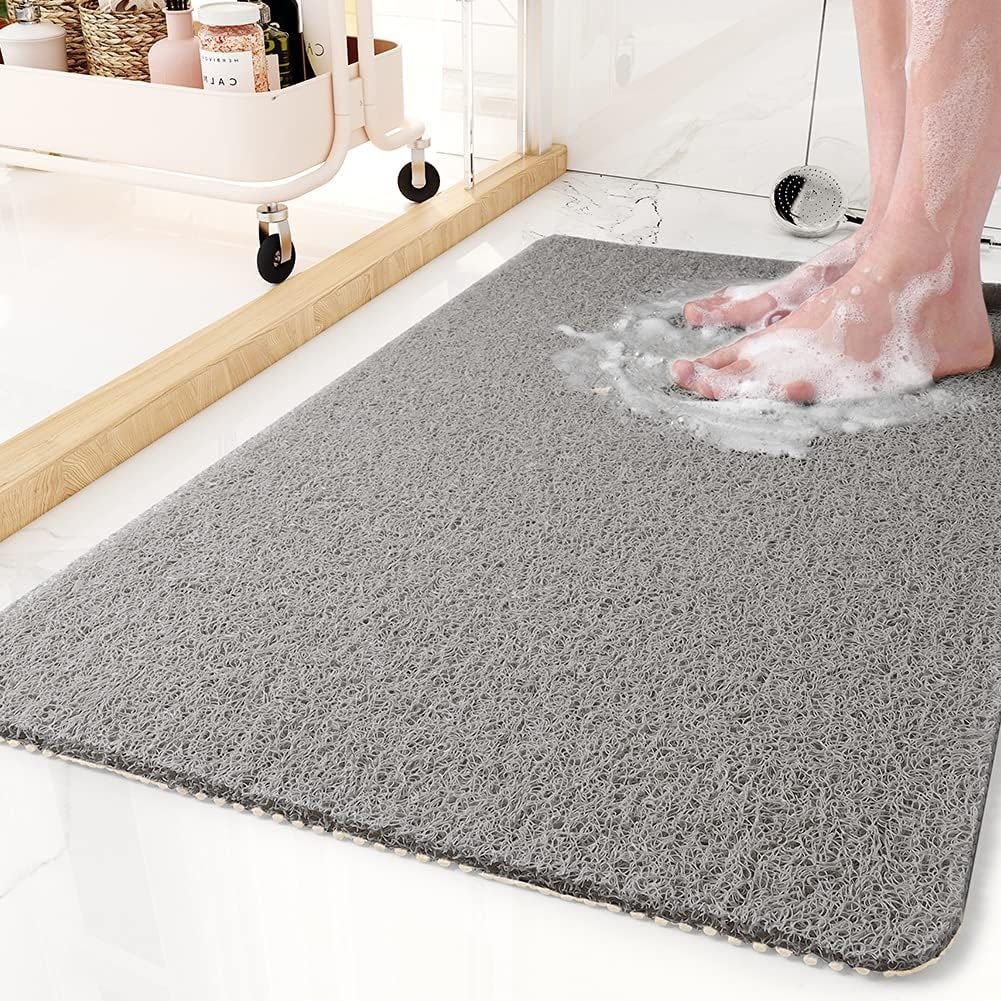 Non-Slip Loofah Bathroom Shower Mat with Textured Surface and Drainage - Image 2