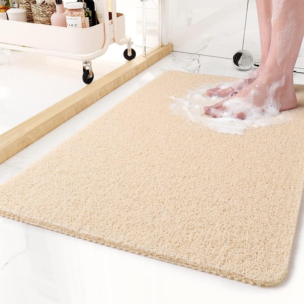 Non-Slip Loofah Bathroom Shower Mat with Textured Surface and Drainage - Image 4