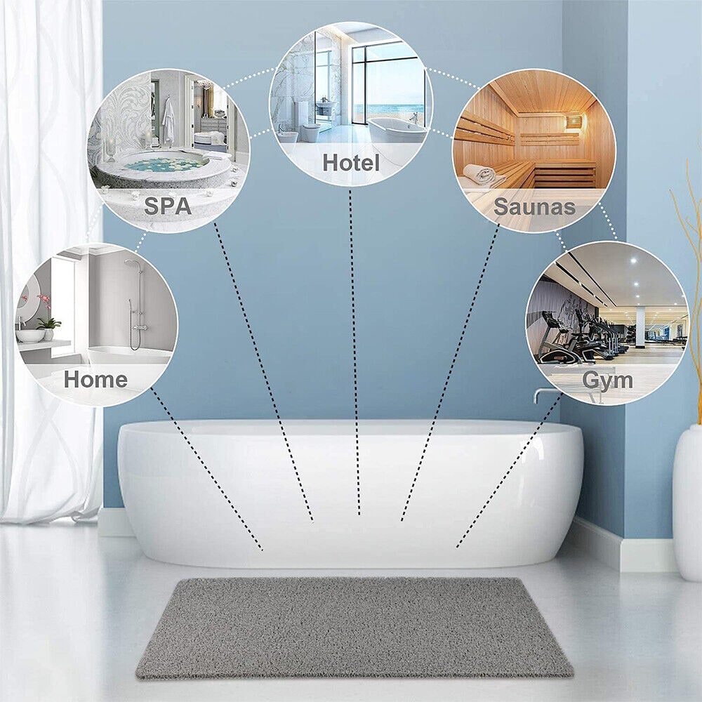Non-Slip Loofah Bathroom Shower Mat with Textured Surface and Drainage - Image 6