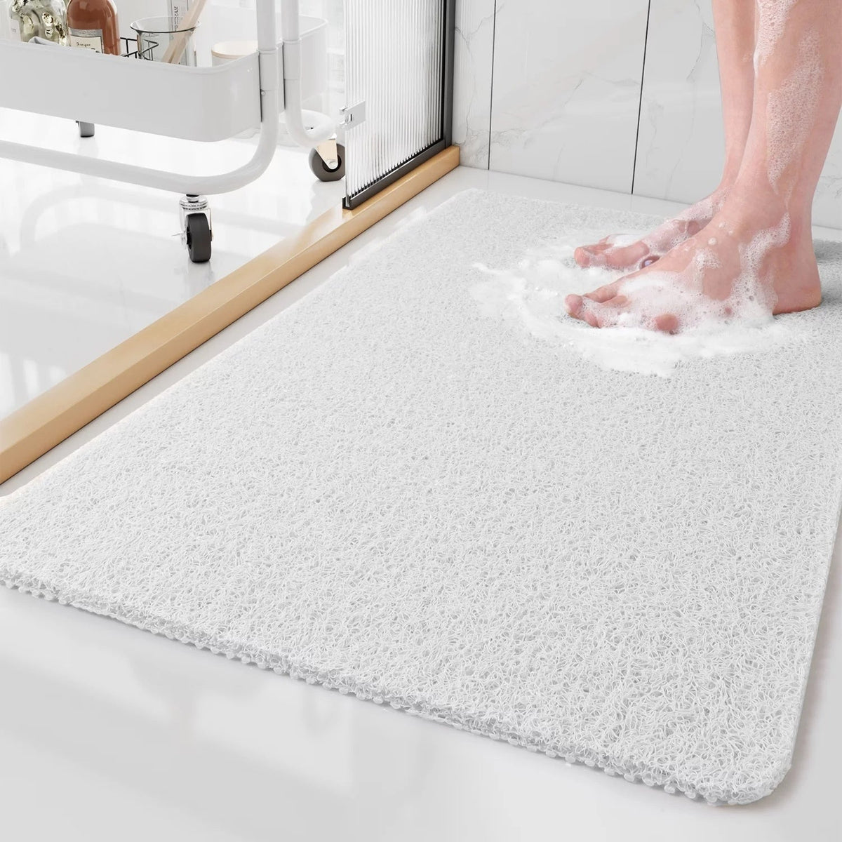 Non-Slip Loofah Bathroom Shower Mat with Textured Surface and Drainage - Image 7