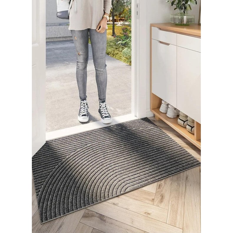 Non-Slip Outdoor Mat Rug with Ribbed Texture and Rubber Backing for Entryways - Image 7