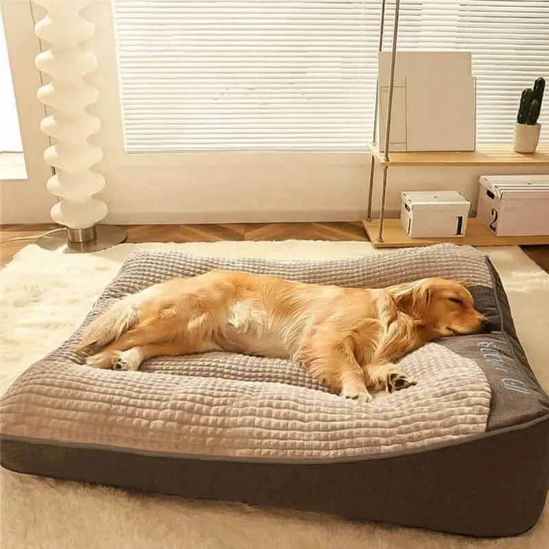 Orthopedic Dog Bed with Bolster Waffle Plush Top and Removable Machine Washable Cover - Image 2
