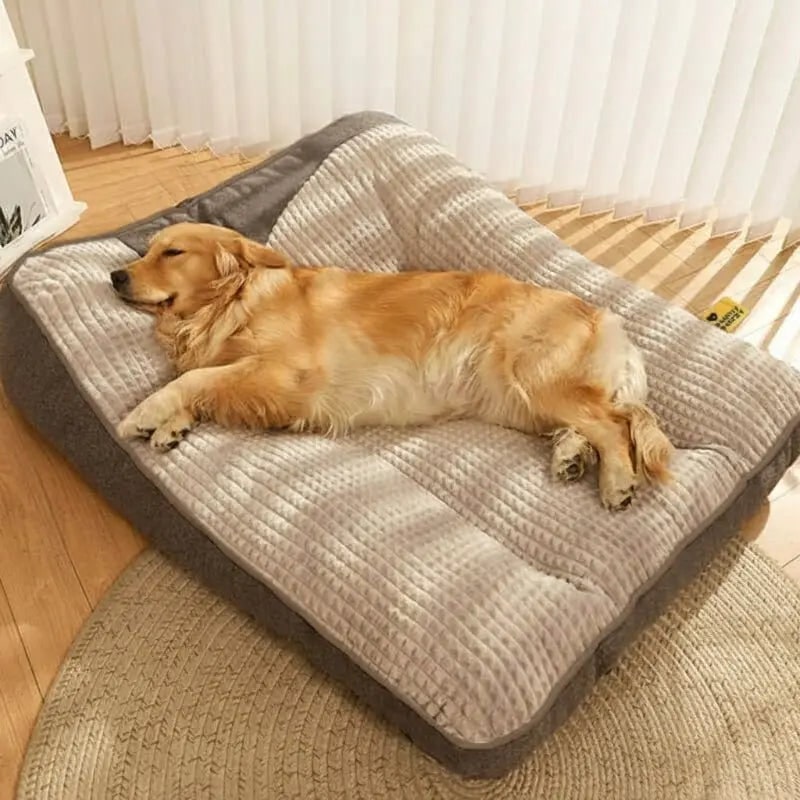 Orthopedic Dog Bed with Bolster Waffle Plush Top and Removable Machine Washable Cover - Image 3