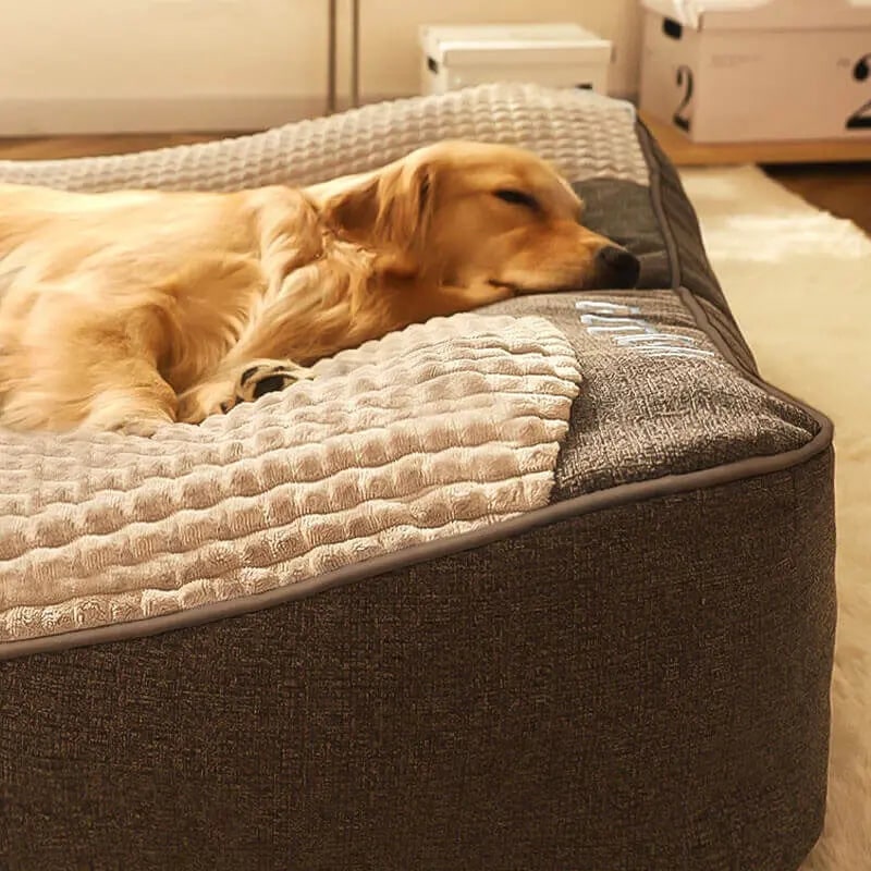 Orthopedic Dog Bed with Bolster Waffle Plush Top and Removable Machine Washable Cover - Image 4