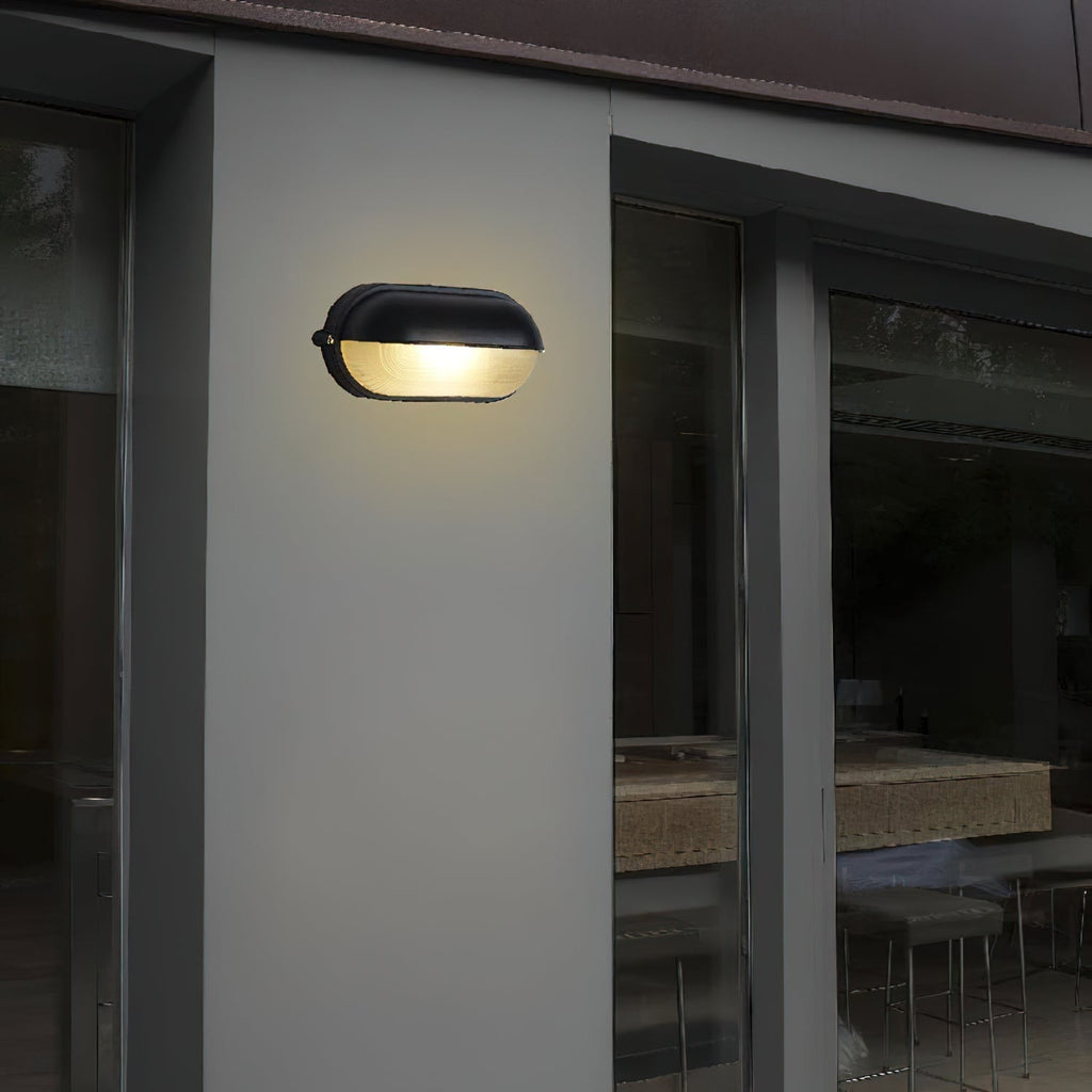 Outdoor Bulkhead Wall Light with Oval Design and Ribbed Glass Diffuser - Image 11
