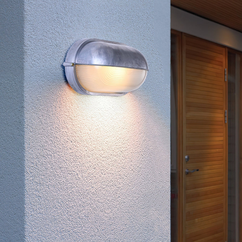 Outdoor Bulkhead Wall Light with Oval Design and Ribbed Glass Diffuser - Image 12