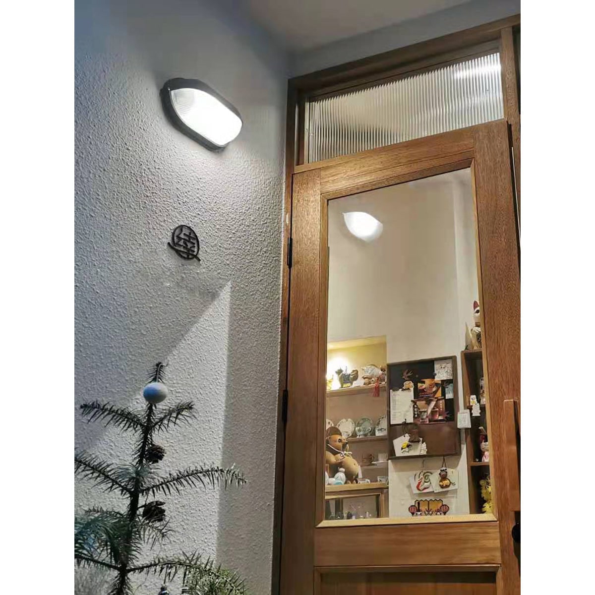 Outdoor Bulkhead Wall Light with Oval Design and Ribbed Glass Diffuser - Image 16