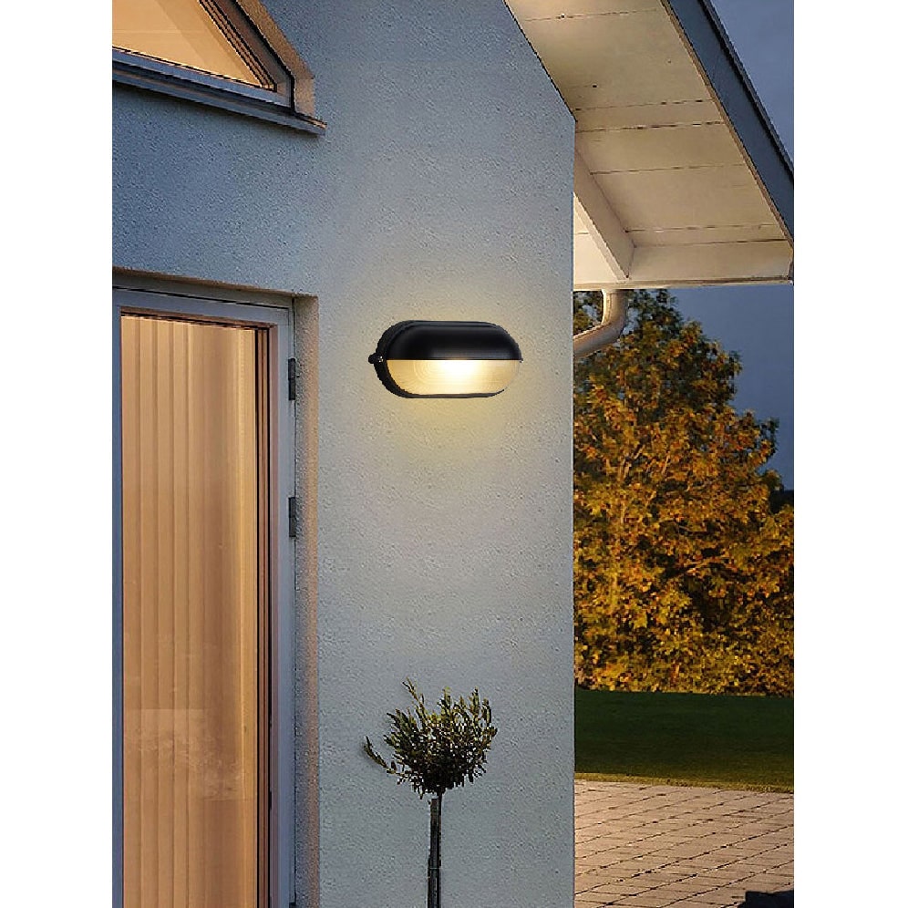 Outdoor Bulkhead Wall Light with Oval Design and Ribbed Glass Diffuser - Image 19