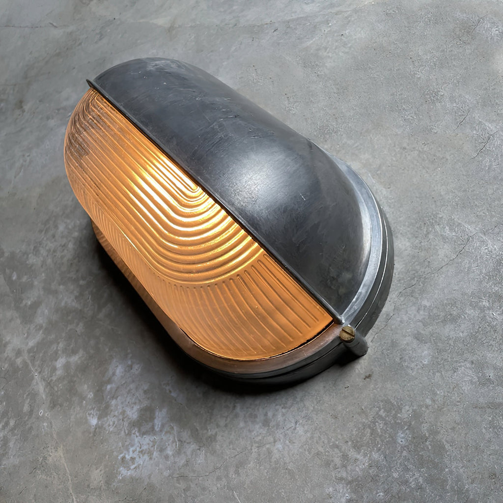 Outdoor Bulkhead Wall Light with Oval Design and Ribbed Glass Diffuser - Image 3