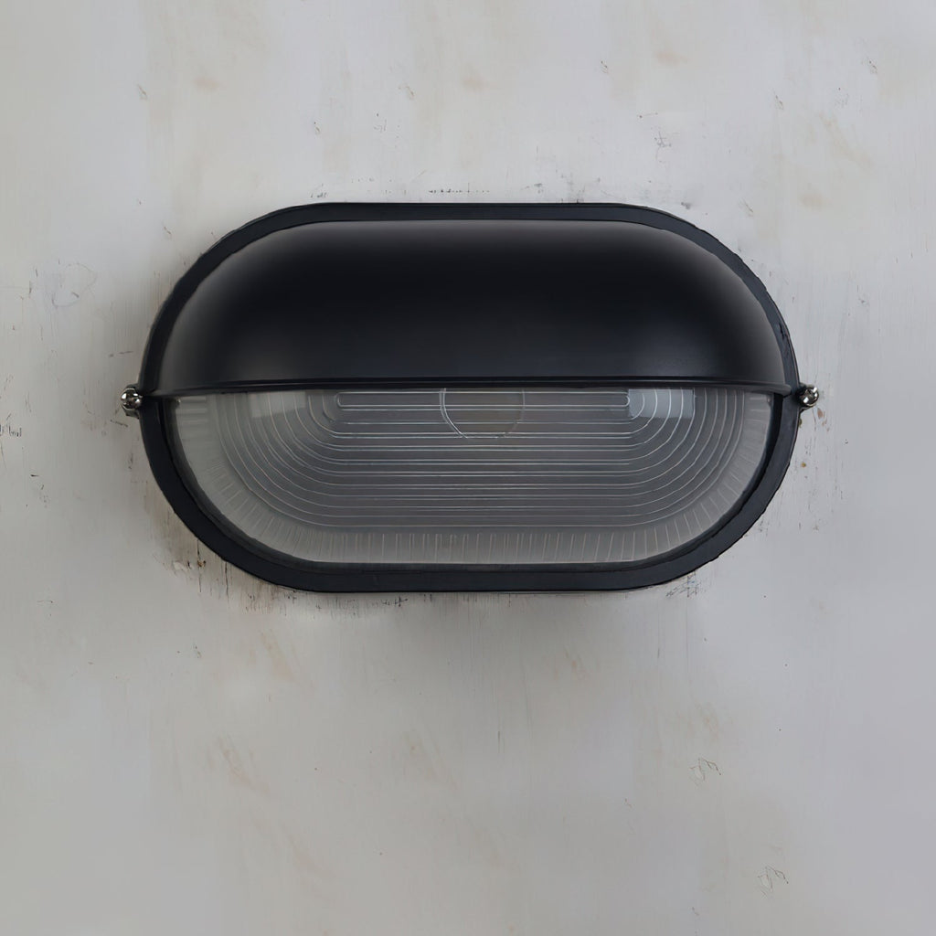 Outdoor Bulkhead Wall Light with Oval Design and Ribbed Glass Diffuser - Image 34