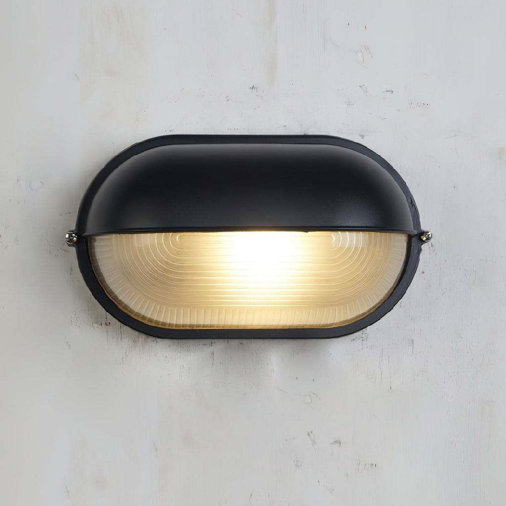 Outdoor Bulkhead Wall Light with Oval Design and Ribbed Glass Diffuser - Image 35