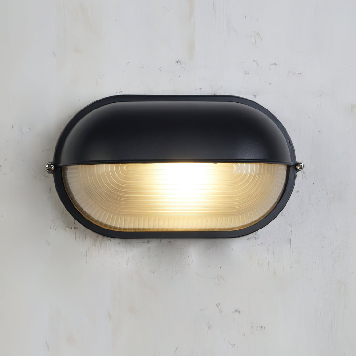 Outdoor Bulkhead Wall Light with Oval Design and Ribbed Glass Diffuser - Image 35