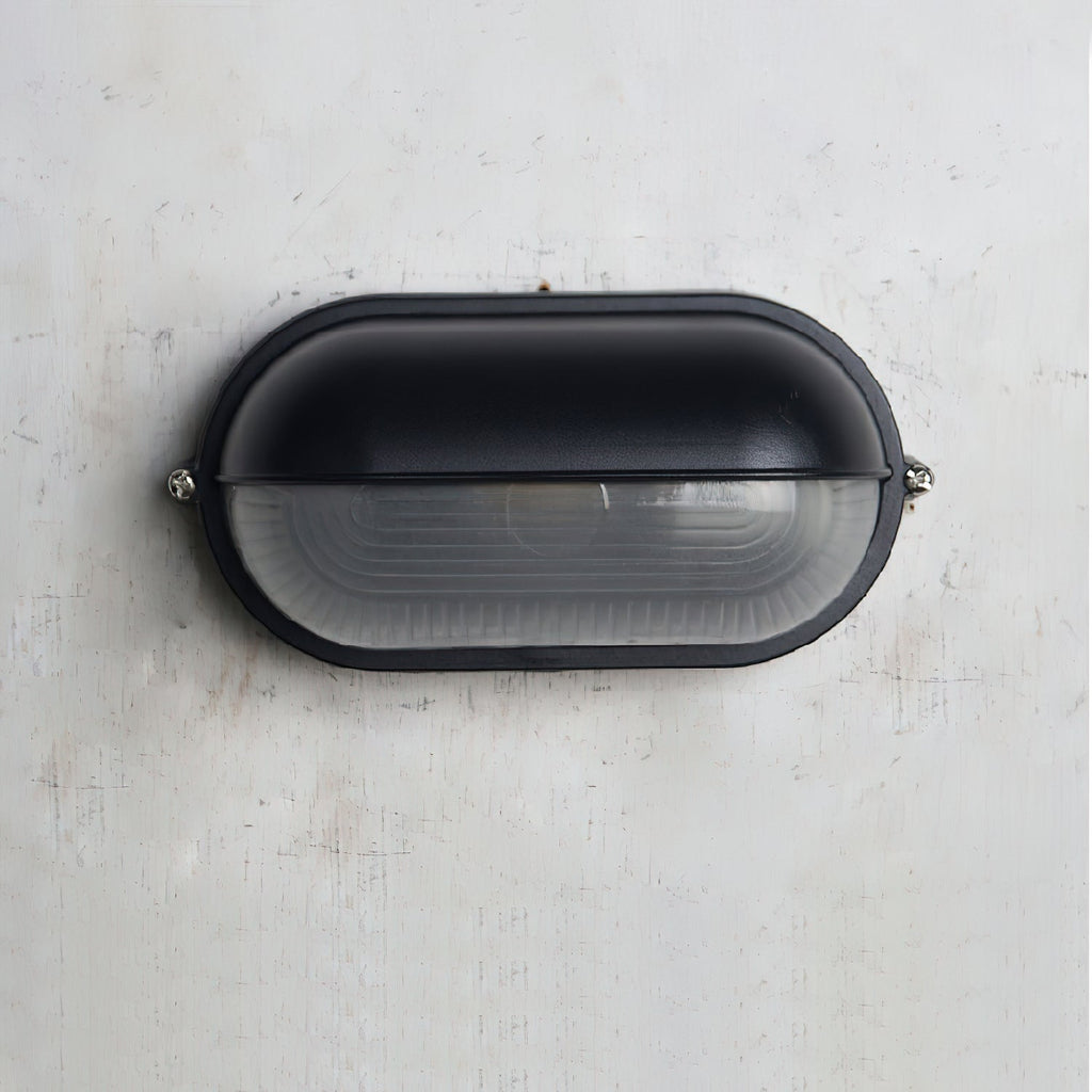 Outdoor Bulkhead Wall Light with Oval Design and Ribbed Glass Diffuser - Image 36