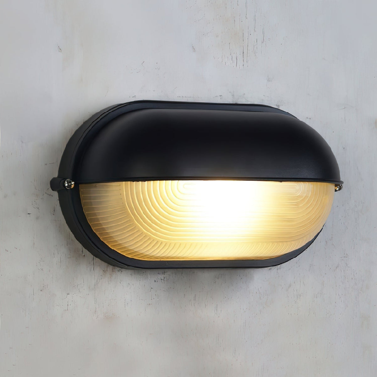 Outdoor Bulkhead Wall Light with Oval Design and Ribbed Glass Diffuser - Image 37