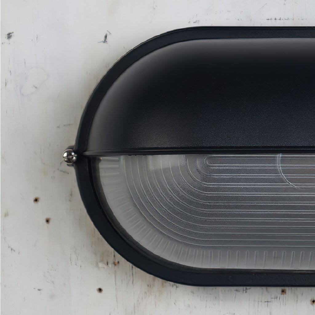Outdoor Bulkhead Wall Light with Oval Design and Ribbed Glass Diffuser - Image 39