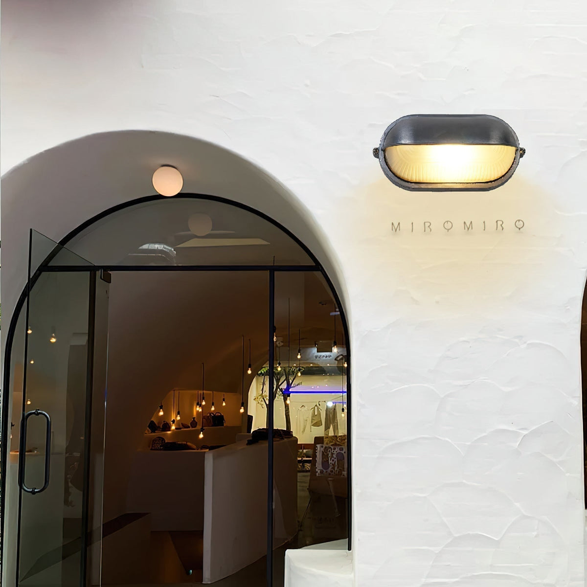 Outdoor Bulkhead Wall Light with Oval Design and Ribbed Glass Diffuser - Image 4