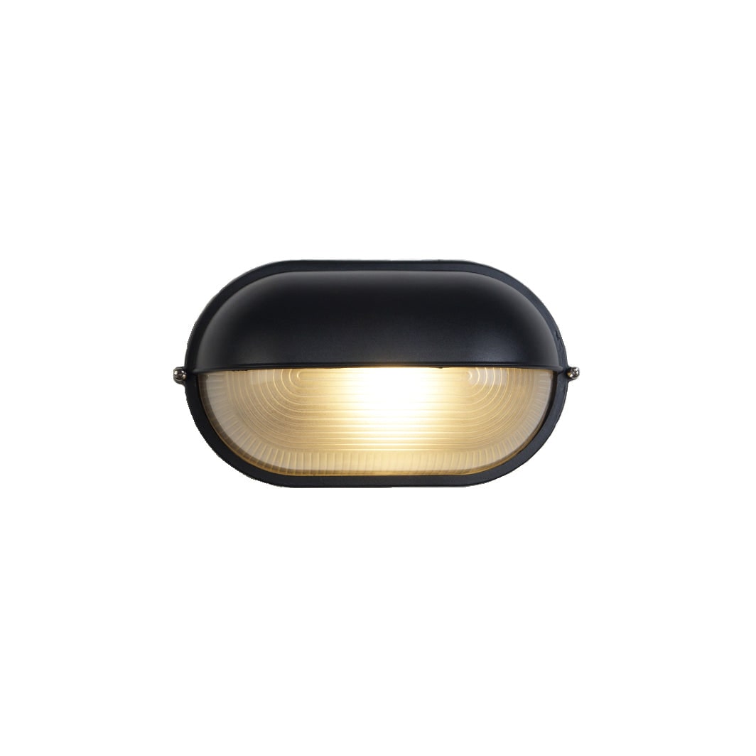 Outdoor Bulkhead Wall Light with Oval Design and Ribbed Glass Diffuser - Image 55