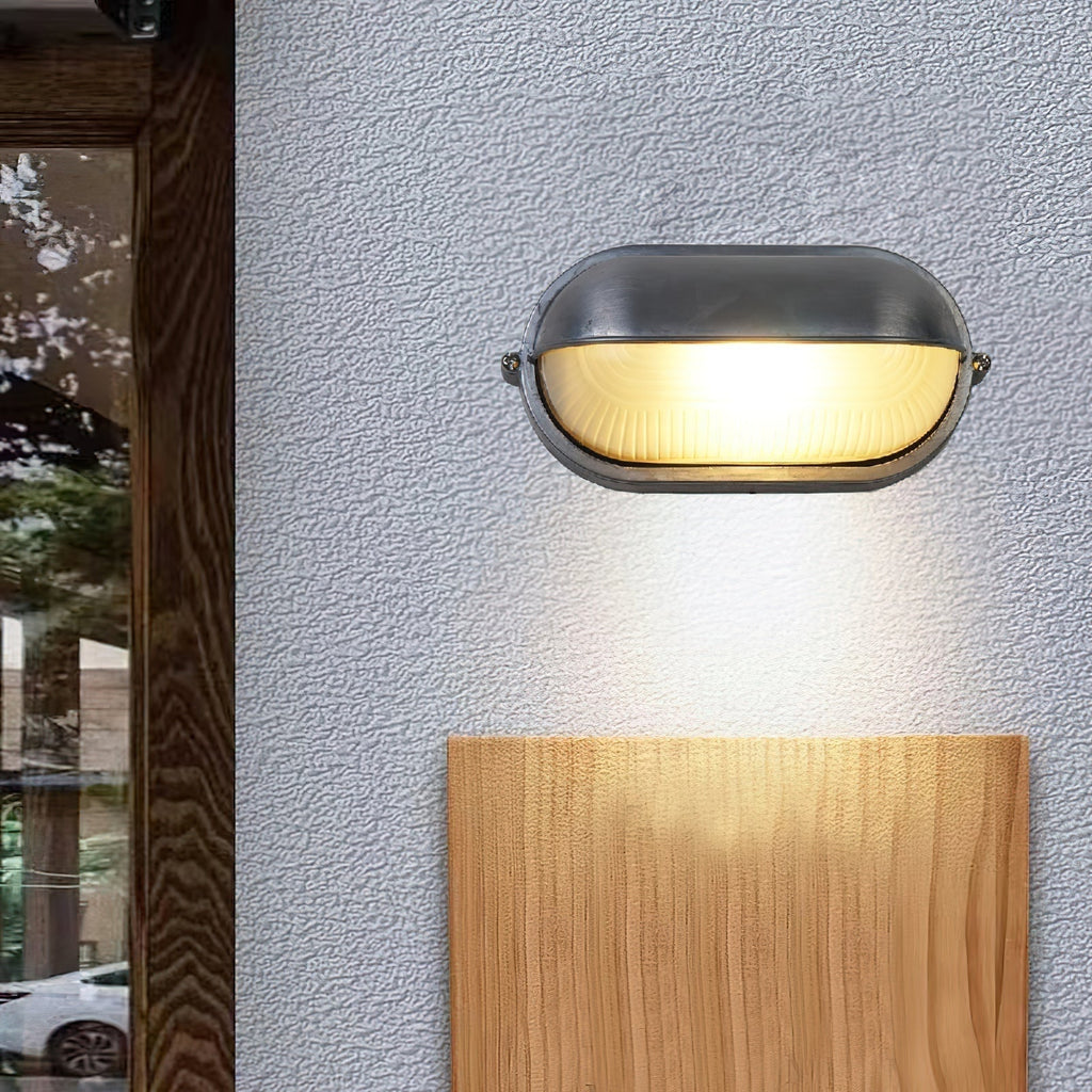 Outdoor Bulkhead Wall Light with Oval Design and Ribbed Glass Diffuser - Image 7