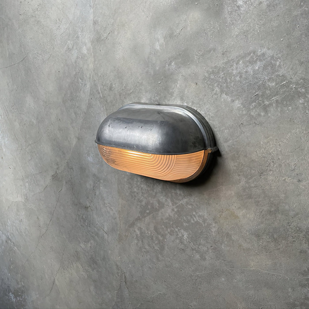 Outdoor Bulkhead Wall Light with Oval Design and Ribbed Glass Diffuser - Image 8