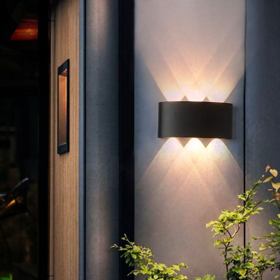 Outdoor Wall Light with Up Down LED Curved Design Waterproof Exterior Lighting - Image 1