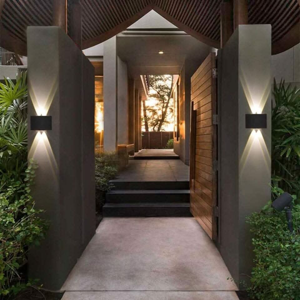 Outdoor Wall Light with Up Down LED Curved Design Waterproof Exterior Lighting - Image 3
