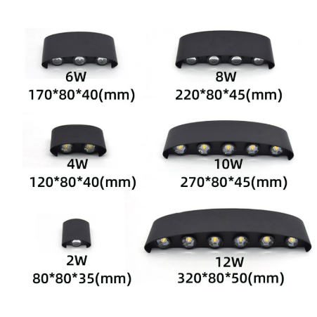 Outdoor Wall Light with Up Down LED Curved Design Waterproof Exterior Lighting - Image 9