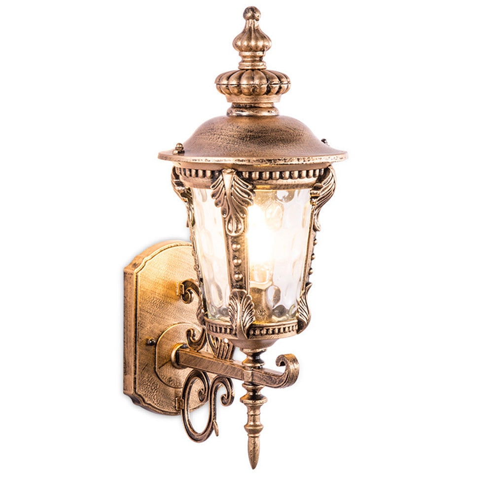 Outdoor Wall Sconce with Antique Brass Finish and Decorative Glass Shade - Image 14