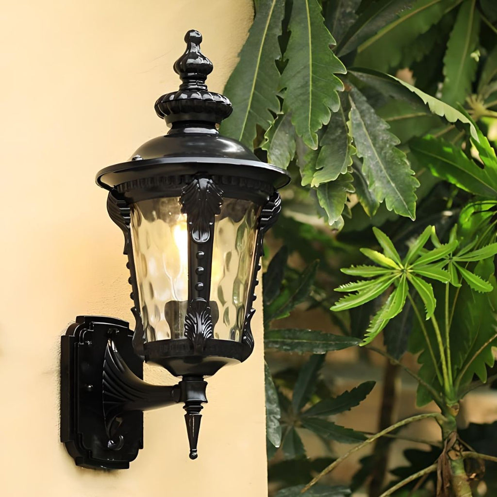 Outdoor Wall Sconce with Antique Brass Finish and Decorative Glass Shade - Image 6