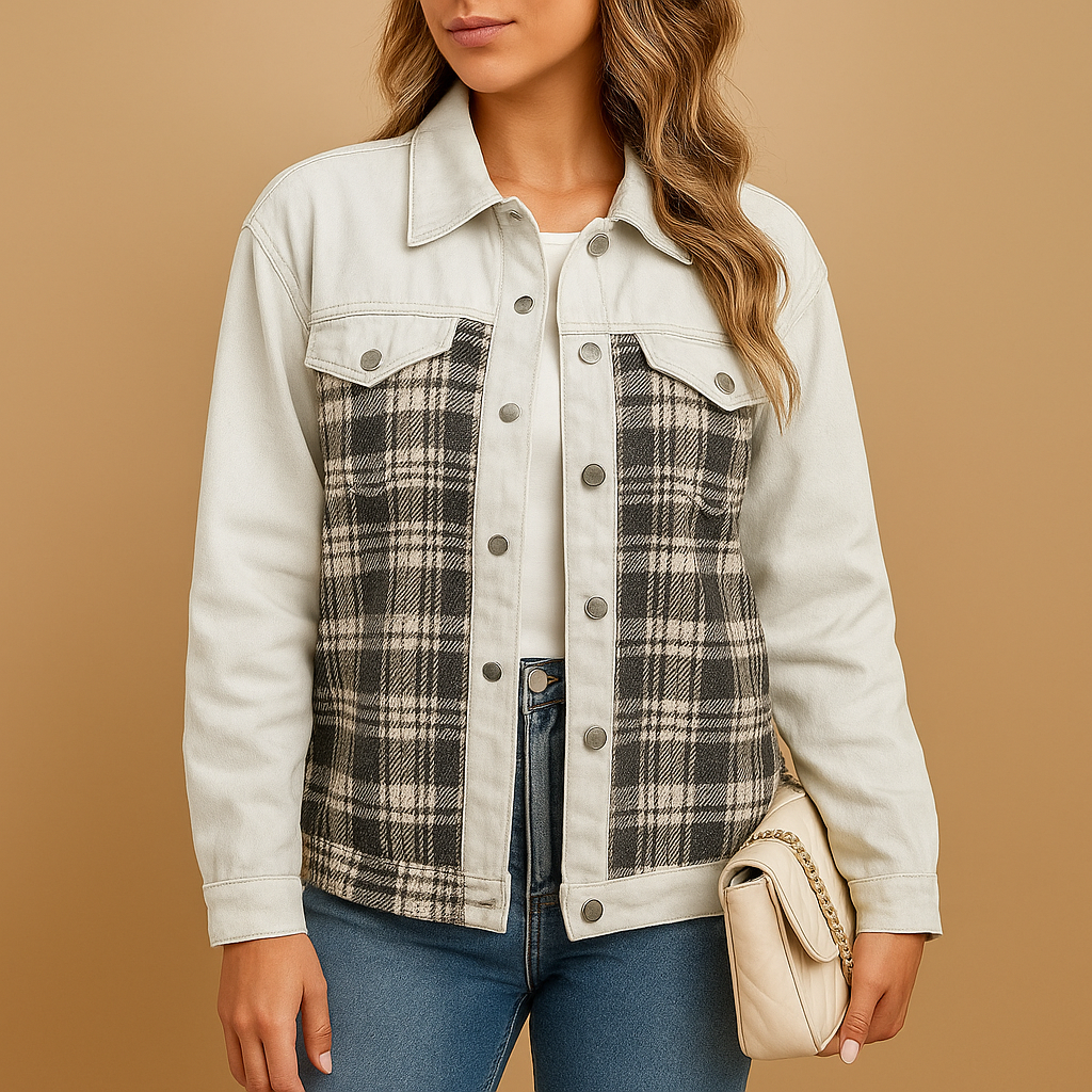 Woman wearing an oversized soft jacket with relaxed fit, breathable material and side pockets, ideal for daily casual or dressed-up outfits.