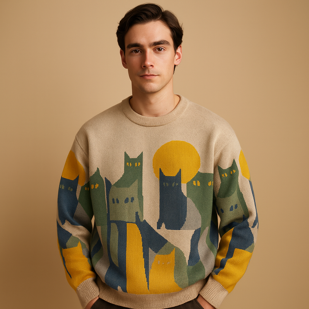 Men’s oversized warm sweater with a soft fabric and modern timeless design, ideal for everyday wear in autumn and winter.