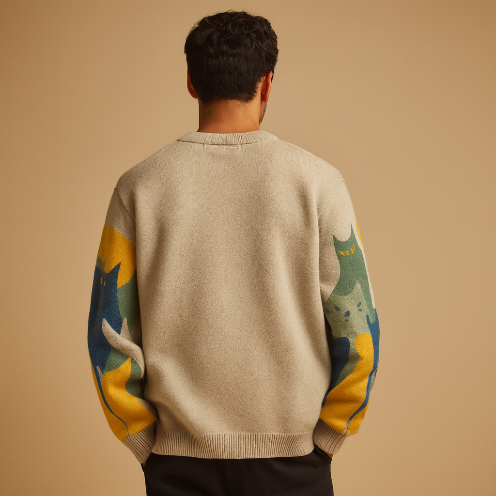 Men’s oversized warm sweater with a soft fabric and modern timeless design, ideal for everyday wear in autumn and winter.