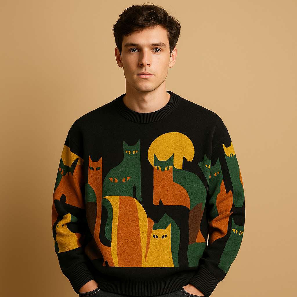 Men’s oversized warm sweater with a soft fabric and modern timeless design, ideal for everyday wear in autumn and winter.