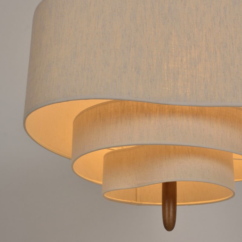 Pendant Light with Fabric Shade and Wood Accents for Living Room Kitchen Dining - Image 3