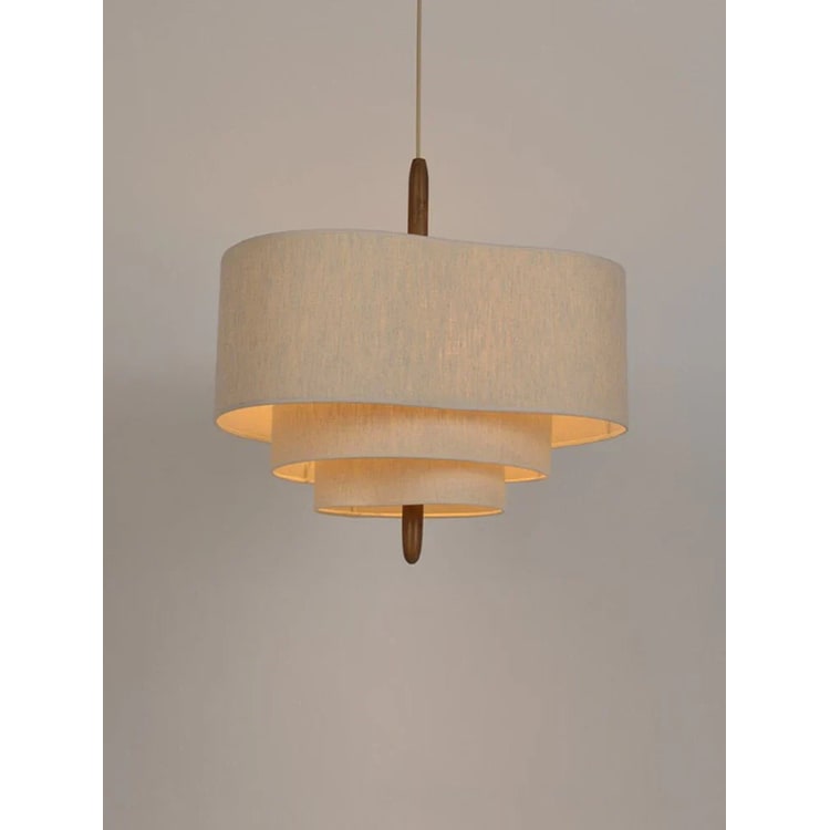 Pendant Light with Fabric Shade and Wood Accents for Living Room Kitchen Dining - Image 4