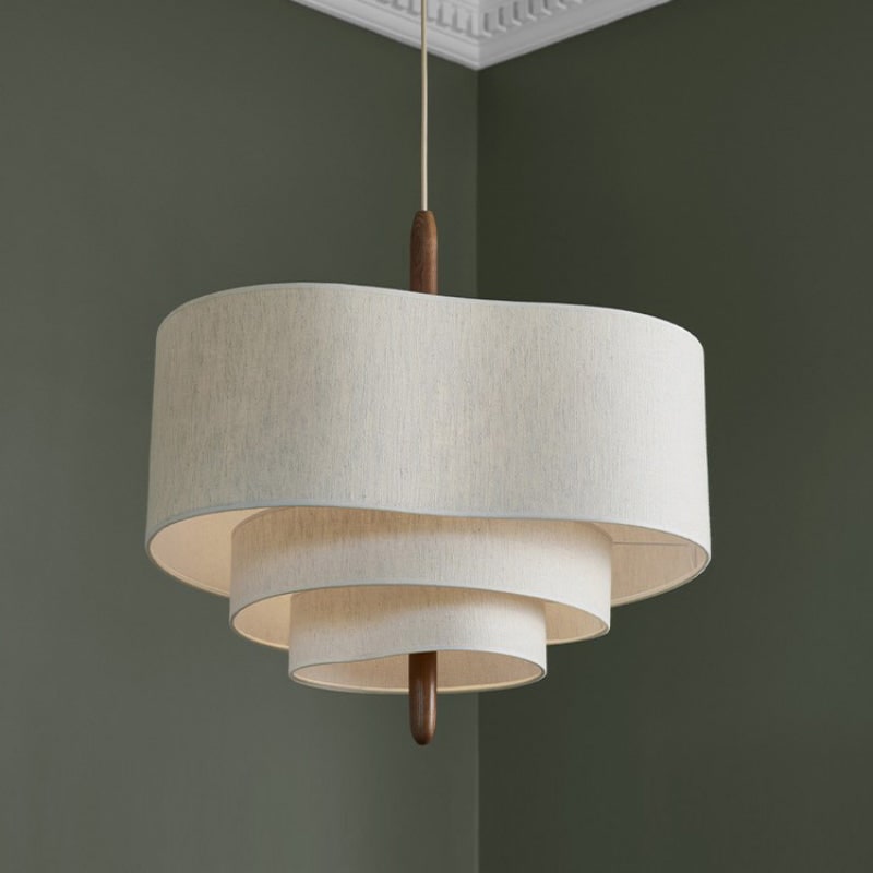 Pendant Light with Fabric Shade and Wood Accents for Living Room Kitchen Dining - Image 5