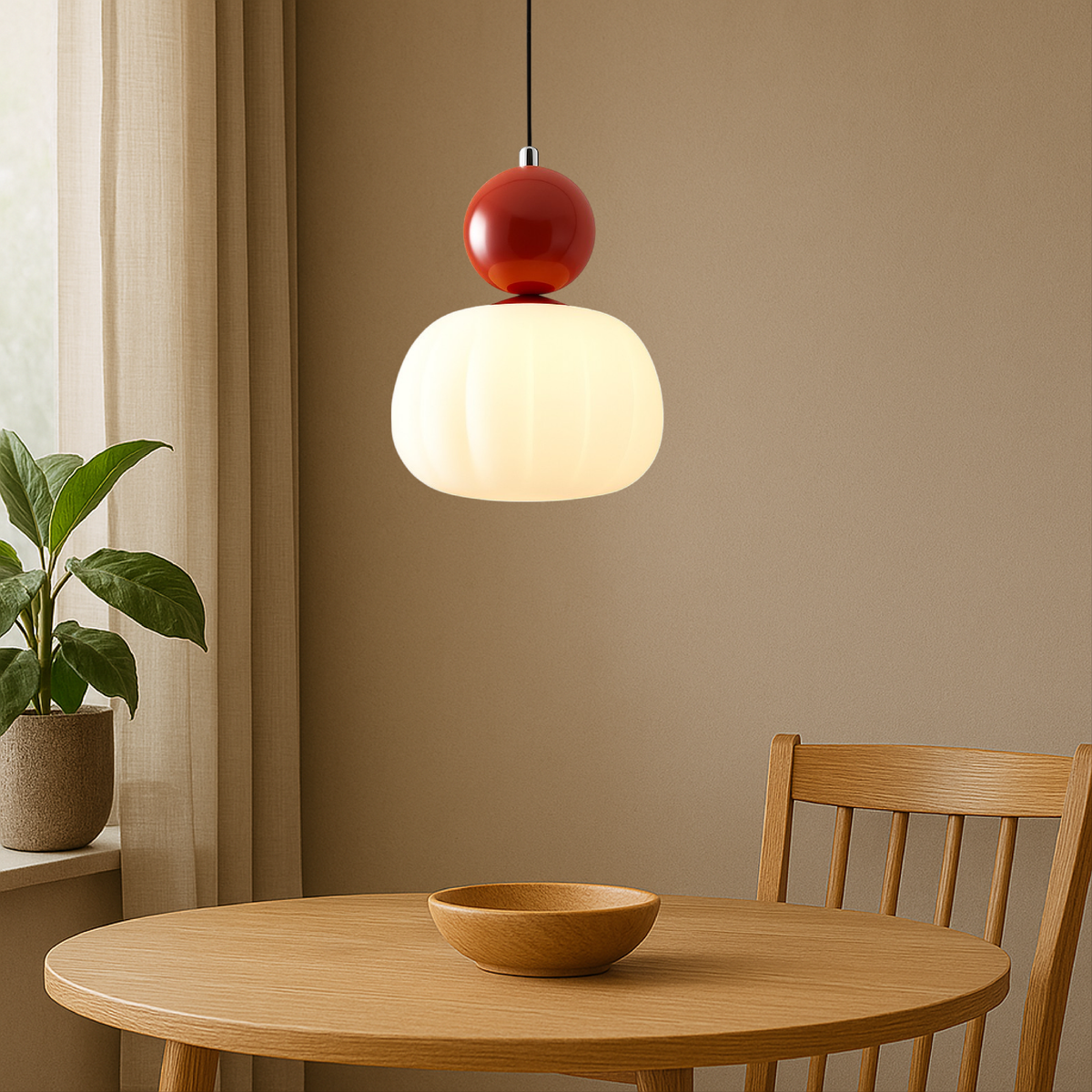 Pendant Light with Translucent Shade and Spherical Accent for Living Room - Image 2