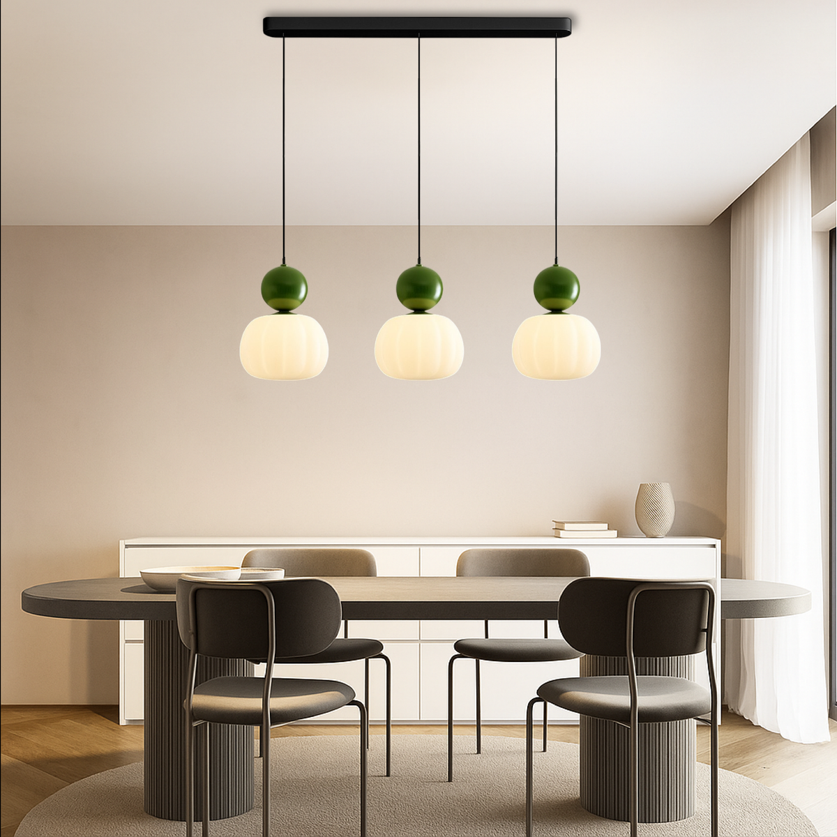 Pendant Light with Translucent Shade and Spherical Accent for Living Room - Image 3