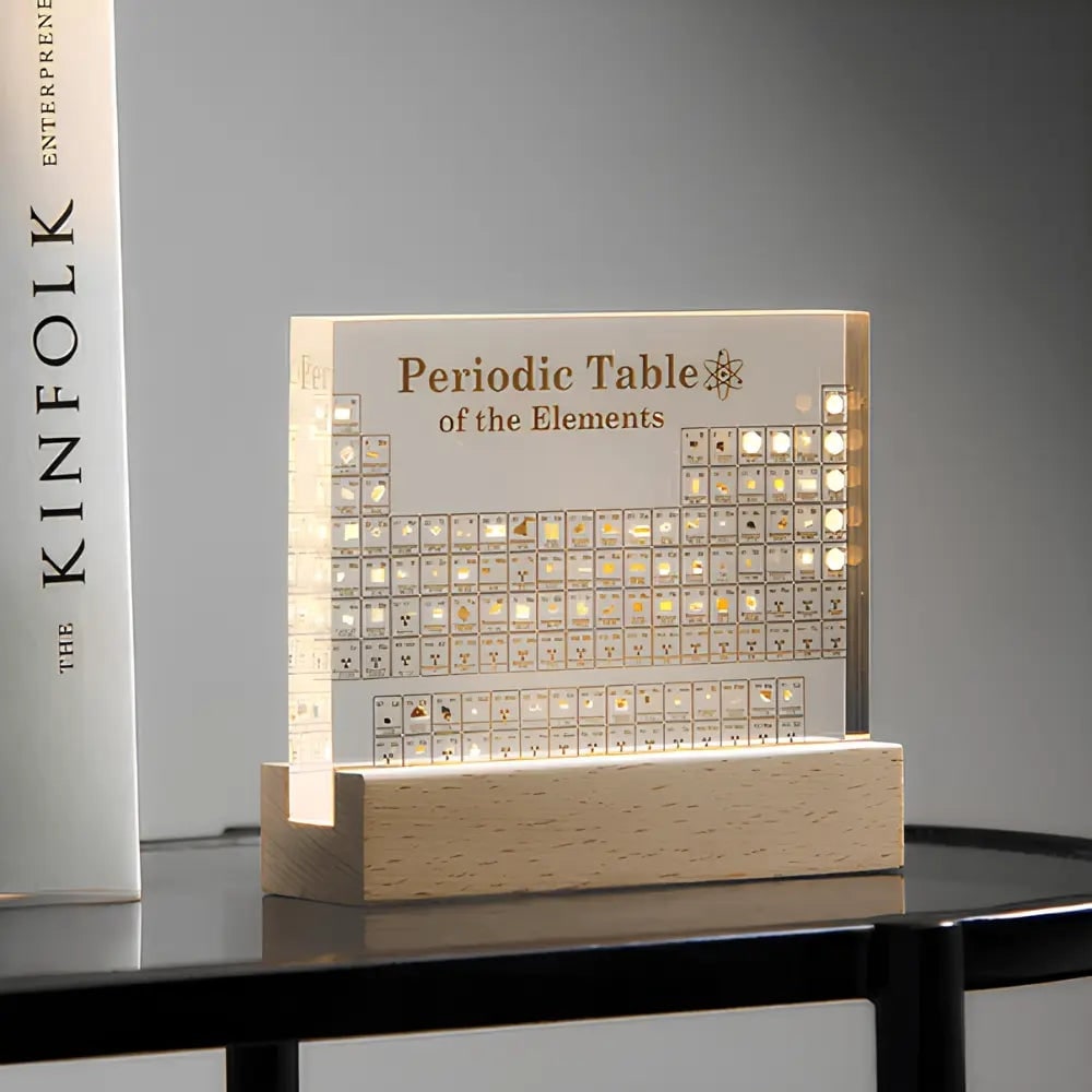 Periodic Table with Real Elements Acrylic LED Display Educational Tabletop Décor - Image 2