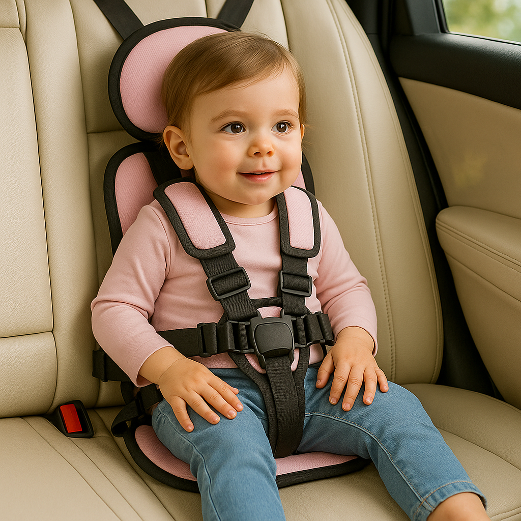 Portable Car Seat with 5-Point Harness and Adjustable Straps for Kids' Travel - Image 4