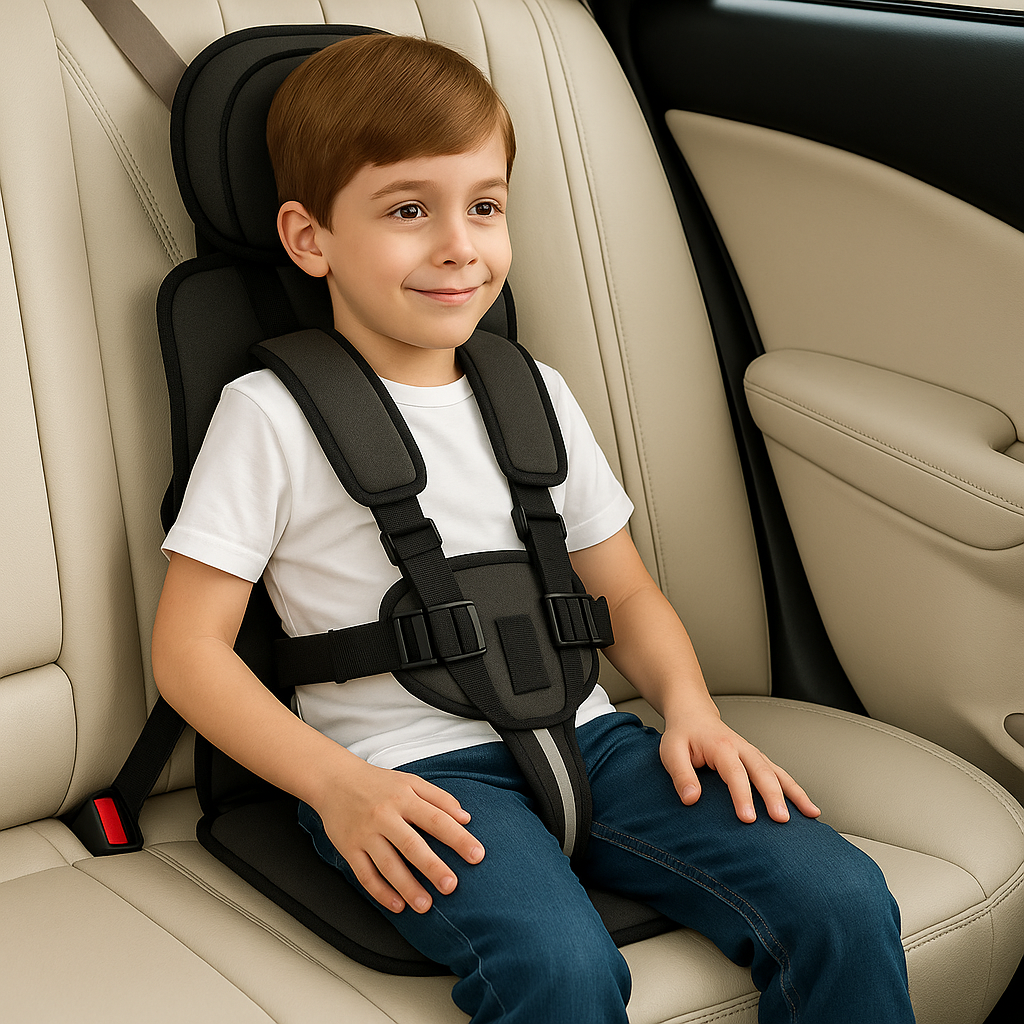Portable Car Seat with 5-Point Harness and Adjustable Straps for Kids' Travel - Image 5