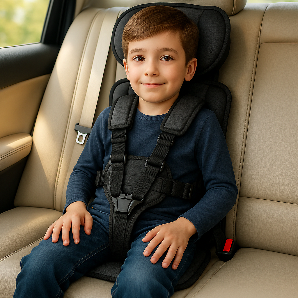 Portable Car Seat with 5-Point Harness and Adjustable Straps for Kids' Travel - Image 6