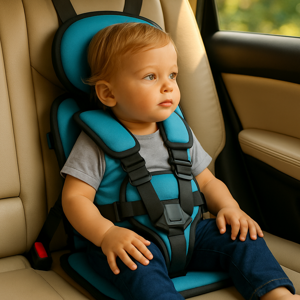 Portable Car Seat with 5-Point Harness and Adjustable Straps for Kids' Travel - Image 9