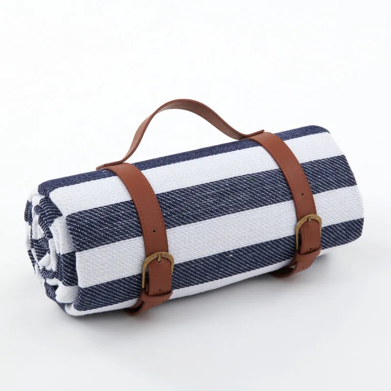 Portable Picnic Blanket with Faux Leather Carrying Strap and Waterproof Backing - Image 12