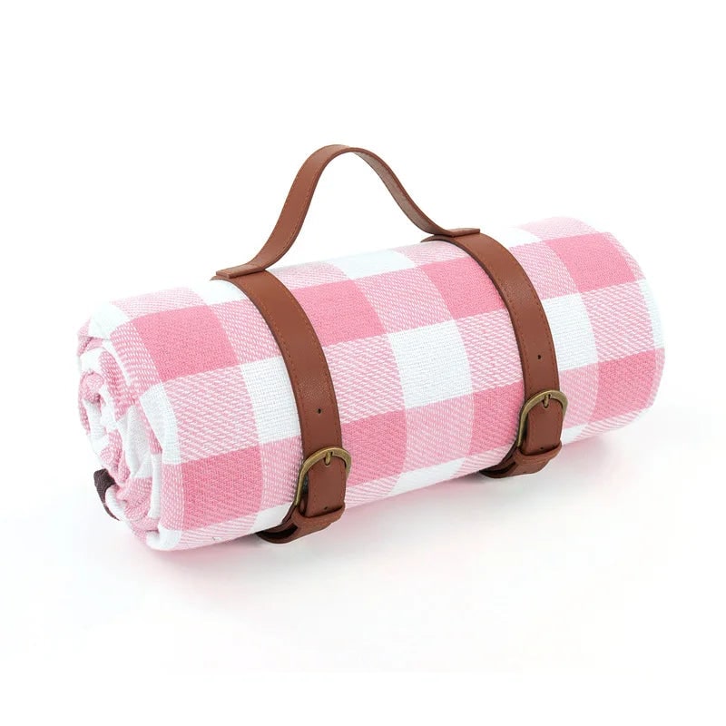 Portable Picnic Blanket with Faux Leather Carrying Strap and Waterproof Backing - Image 6