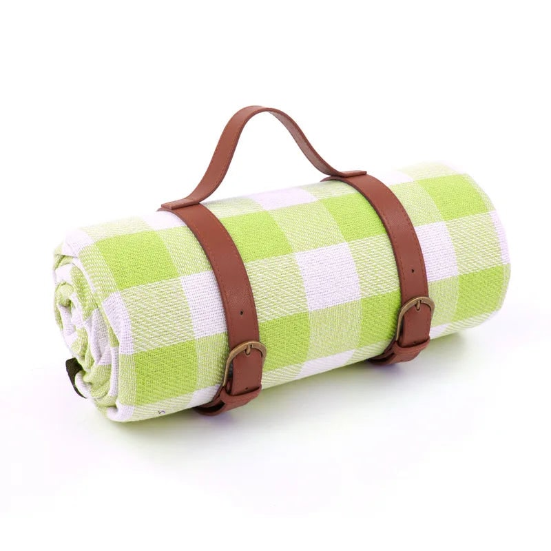 Portable Picnic Blanket with Faux Leather Carrying Strap and Waterproof Backing - Image 8